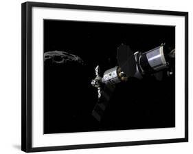 A Deep Space Mission Vehicle Approaching an Asteroid-Stocktrek Images-Framed Photographic Print