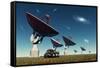 A Deep Space Tracking Station on an Alien Planet-null-Framed Stretched Canvas