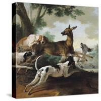 A Deer Chased by Dogs, 1725-Jean-Baptiste Oudry-Stretched Canvas