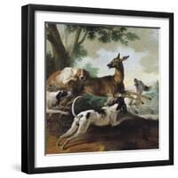 A Deer Chased by Dogs, 1725-Jean-Baptiste Oudry-Framed Giclee Print