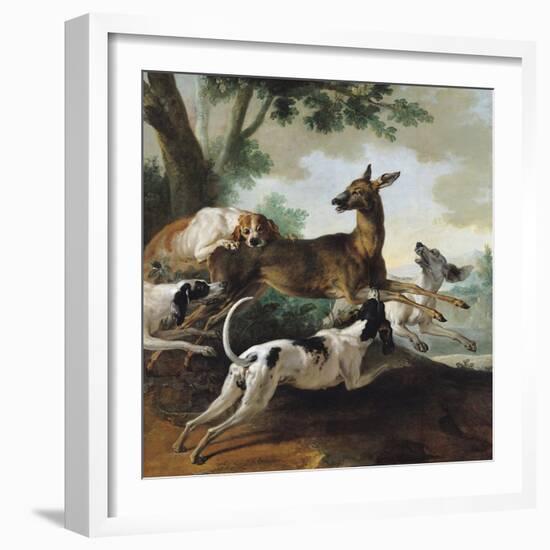 A Deer Chased by Dogs, 1725-Jean-Baptiste Oudry-Framed Giclee Print