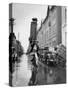 A Delivery Boy for a Tokyo Restaurant Carries a Tray of Soba Bowls-null-Stretched Canvas