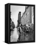 A Delivery Boy for a Tokyo Restaurant Carries a Tray of Soba Bowls-null-Framed Stretched Canvas