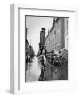 A Delivery Boy for a Tokyo Restaurant Carries a Tray of Soba Bowls-null-Framed Photographic Print