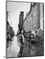 A Delivery Boy for a Tokyo Restaurant Carries a Tray of Soba Bowls-null-Mounted Photographic Print