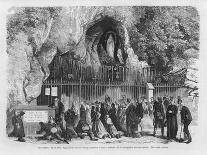 Pilgrims Drinking the Miraculous Water Admire the Miraculous Statue at Lourdes-A. Deroy-Mounted Art Print