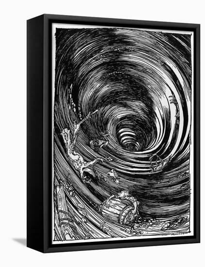 'A Descent into the Maelstrom' by Edgar Allan Poe-Arthur Rackham-Framed Stretched Canvas