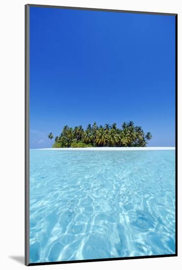 A deserted tropical island covered with palm trees amidst calm turquoise water.-Stuart Westmorland-Mounted Photographic Print