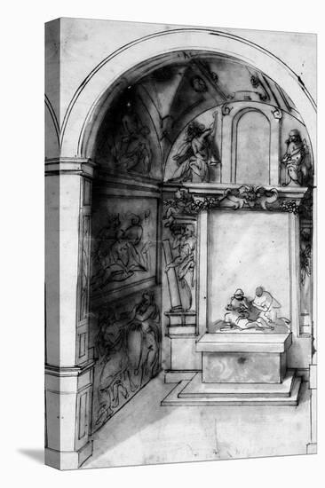 A Design for a Chapel Decorated with Frescoes and an Altar with a Lamentation-Jacopo Zucchi-Stretched Canvas