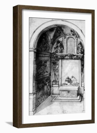 A Design for a Chapel Decorated with Frescoes and an Altar with a Lamentation-Jacopo Zucchi-Framed Giclee Print