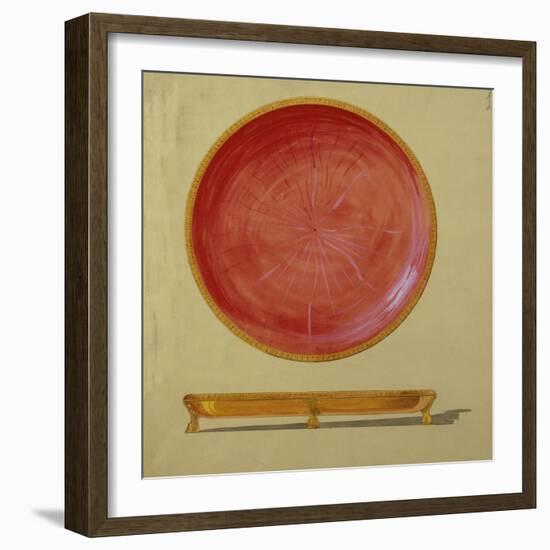 A Design for a Gold-Mounted Circular Guilloche Enamel Dish-null-Framed Giclee Print