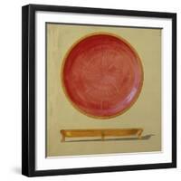 A Design for a Gold-Mounted Circular Guilloche Enamel Dish-null-Framed Giclee Print