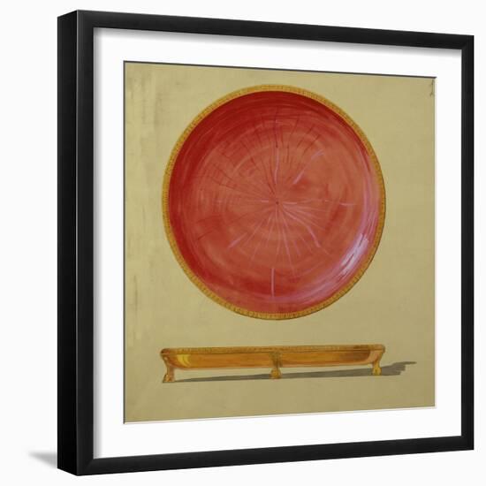 A Design for a Gold-Mounted Circular Guilloche Enamel Dish-null-Framed Giclee Print