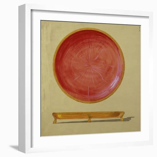 A Design for a Gold-Mounted Circular Guilloche Enamel Dish-null-Framed Giclee Print