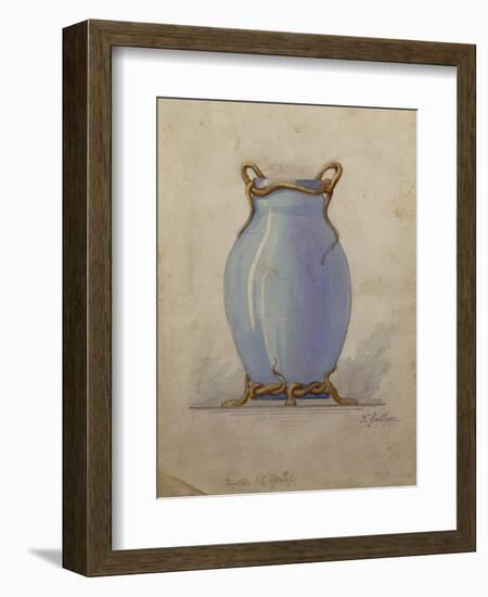 A Design for an Oviform Blue Vase-null-Framed Giclee Print