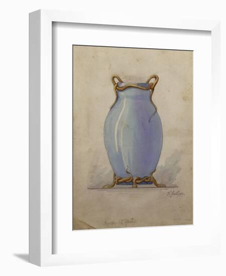 A Design for an Oviform Blue Vase-null-Framed Giclee Print