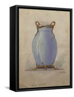 A Design for an Oviform Blue Vase-null-Framed Stretched Canvas