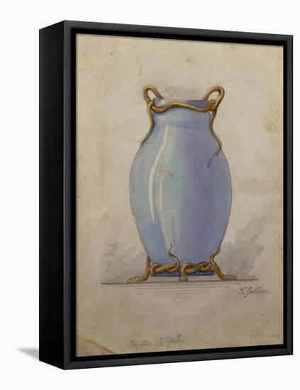 A Design for an Oviform Blue Vase-null-Framed Stretched Canvas