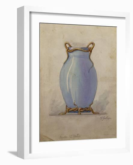 A Design for an Oviform Blue Vase-null-Framed Giclee Print