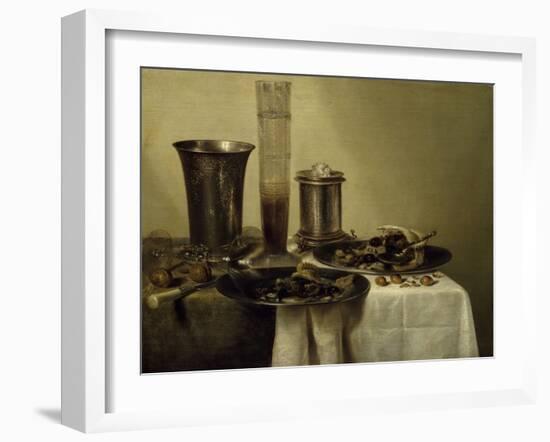 A Dessert, Previously Called Still Life with Silver Tumbler. 1637-Willem Claesz Heda-Framed Art Print