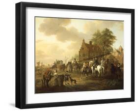 A Detachment of Cavalry with a Coach and other Soldiery outside a Harbourside Inn, 1777-Dirk Langendijk-Framed Giclee Print
