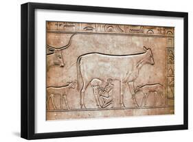 A detail of a relief on the sarcophagus of Queen Kawit, wife of the pharaoh Mentuhotep II-null-Framed Giclee Print