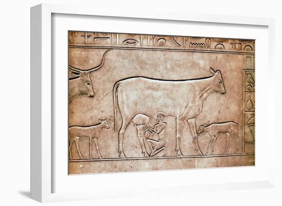 A detail of a relief on the sarcophagus of Queen Kawit, wife of the pharaoh Mentuhotep II-null-Framed Giclee Print