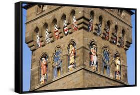 A Detailed View of the Clock Tower at Cardiff Castle-Graham Lawrence-Framed Stretched Canvas