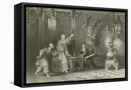 A Devotee Consulting the Sticks of Fate-Thomas Allom-Framed Stretched Canvas