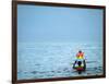 A Devotee Immerses the Idol of Elephant-Headed Hindu God Ganesh-null-Framed Photographic Print