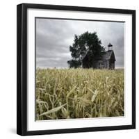 A Dilapidated Building in a Field-null-Framed Photographic Print