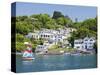 A Dinghy Sails Past the Village of Boddinick Near Fowey, Cornwall, England, United Kingdom, Europe-David Clapp-Stretched Canvas