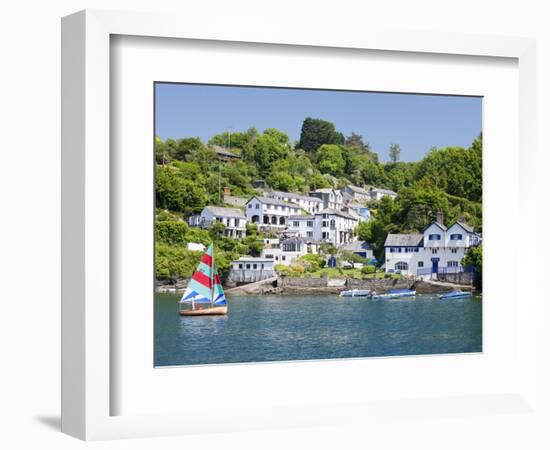 A Dinghy Sails Past the Village of Boddinick Near Fowey, Cornwall, England, United Kingdom, Europe-David Clapp-Framed Photographic Print