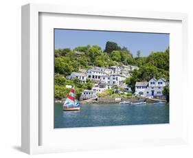 A Dinghy Sails Past the Village of Boddinick Near Fowey, Cornwall, England, United Kingdom, Europe-David Clapp-Framed Photographic Print