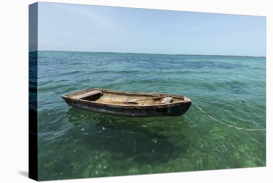 A Dingy Floats by Itself on Open Green Waters Near the Southern Coast of Cuba-James White-Stretched Canvas