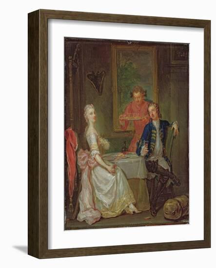 A Dinner Conversation (A Man and Woman Drinking at Supper)-Marcellus the Younger Laroon-Framed Giclee Print