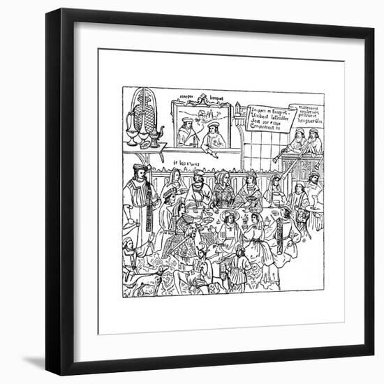 A Dinner Party, Late 15th Century-null-Framed Giclee Print