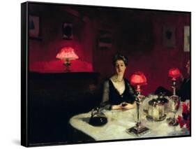 A Dinner Table at Night-John Singer Sargent-Framed Stretched Canvas