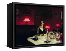 A Dinner Table at Night-John Singer Sargent-Framed Stretched Canvas