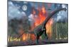 A Diplodocus Sauropod Dinosaur Fleeing from a Forest Fire-null-Mounted Premium Giclee Print