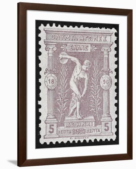 A Discus Thrower. Greece 1896 Olympic Games 5 Lepta Unused - Philatelic Collections,-null-Framed Giclee Print