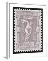 A Discus Thrower. Greece 1896 Olympic Games 5 Lepta Unused - Philatelic Collections,-null-Framed Giclee Print