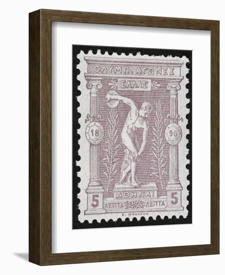 A Discus Thrower. Greece 1896 Olympic Games 5 Lepta Unused - Philatelic Collections,-null-Framed Giclee Print