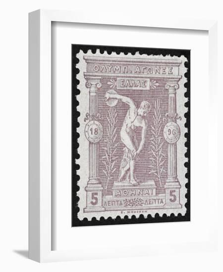 A Discus Thrower. Greece 1896 Olympic Games 5 Lepta Unused - Philatelic Collections,-null-Framed Giclee Print