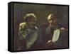A Discussion in the Studio, 1852-55-Honore Daumier-Framed Stretched Canvas