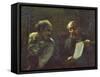 A Discussion in the Studio, 1852-55-Honore Daumier-Framed Stretched Canvas