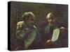 A Discussion in the Studio, 1852-55-Honore Daumier-Stretched Canvas