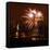 A Display of Fireworks Illuminates the Sky Near the Statue of Liberty-null-Framed Stretched Canvas