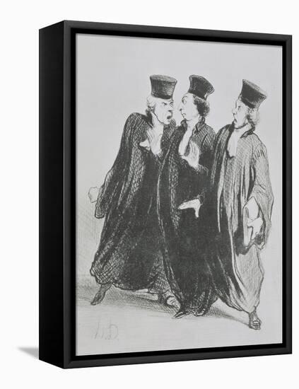 A Dispute Outside the Courtroom, from the series 'Les Gens de Justice' c.1846-Honore Daumier-Framed Stretched Canvas