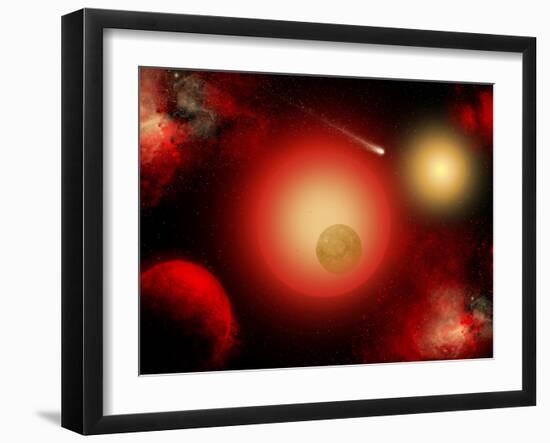 A Distant Binary Star System Located Within the Milky Way-Stocktrek Images-Framed Photographic Print